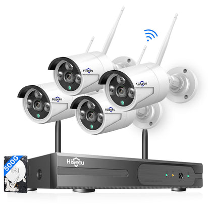 【16CH Expandable】Hiseeu Home Security Camera System, 24/7 Recording, Wired Plug-in Powered 8Pcs 5MP Outdoor Camera, 4K NVR Kit, Night Vision, IP66, Motion Detection, 3TB HDD, 2.4G/5G Wireless Pro WiFi