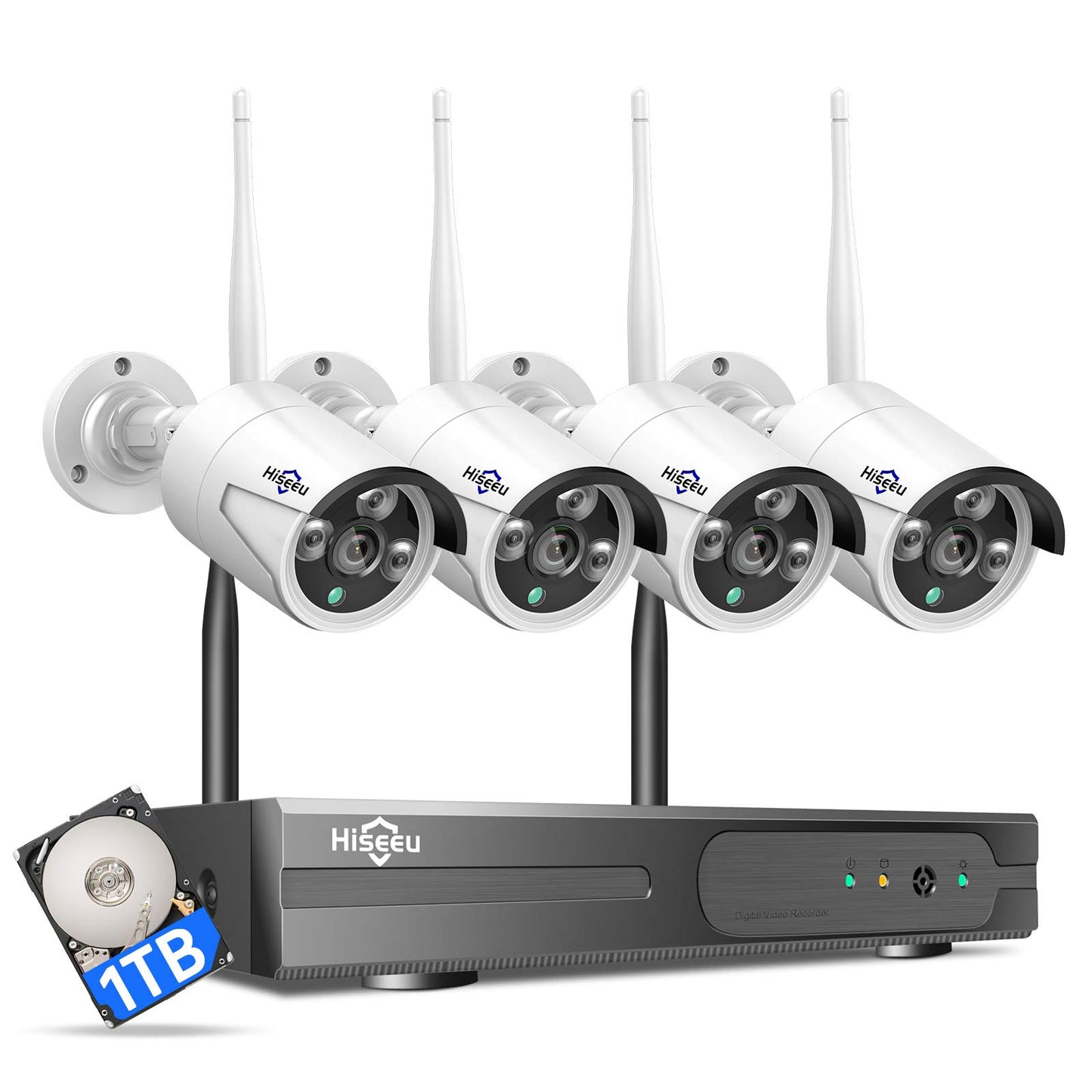 【16CH Expandable】Hiseeu Home Security Camera System, 24/7 Recording, Wired Plug-in Powered 8Pcs 5MP Outdoor Camera, 4K NVR Kit, Night Vision, IP66, Motion Detection, 3TB HDD, 2.4G/5G Wireless Pro WiFi