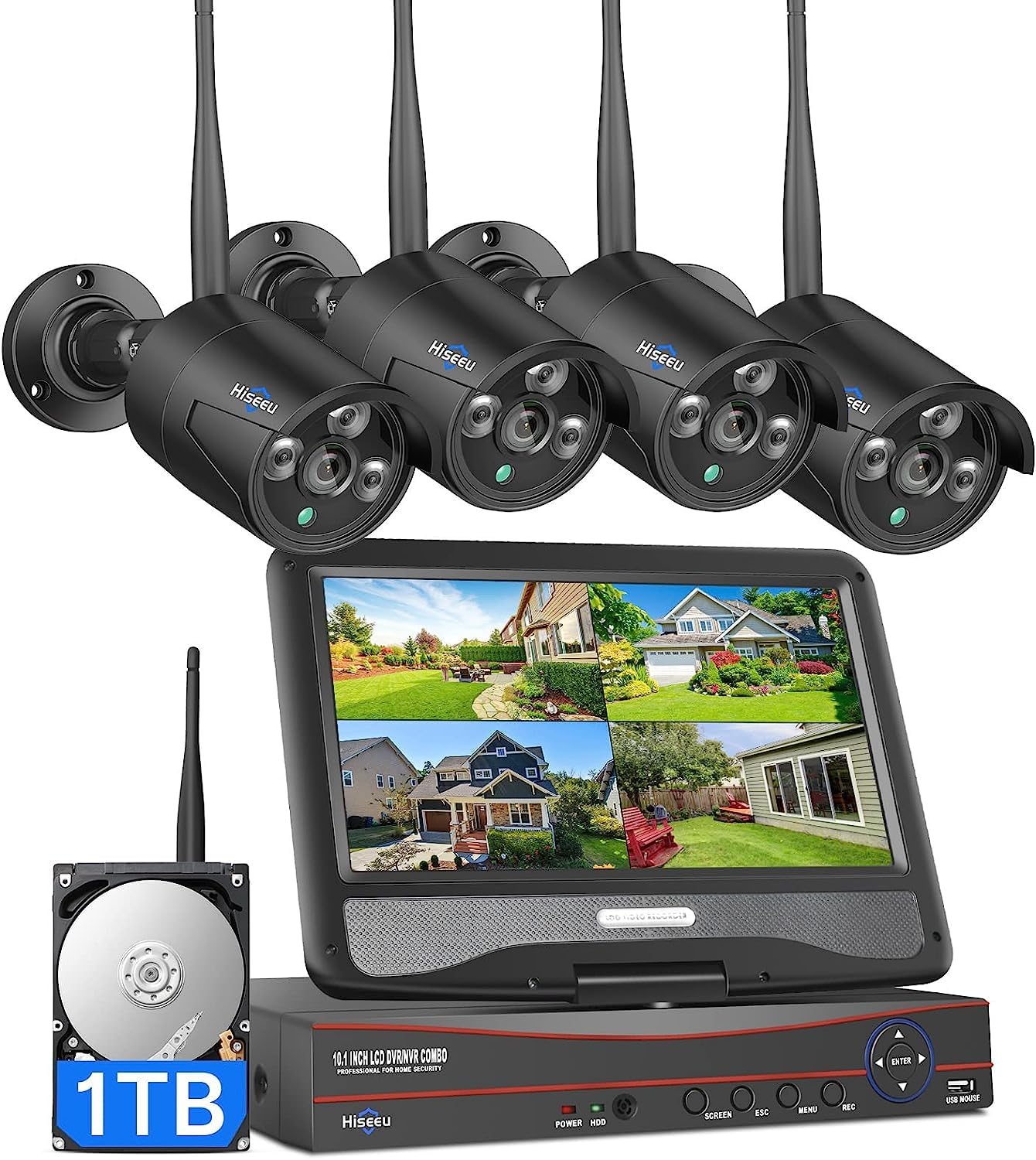 【16CH Expandable】Hiseeu Home Security Camera System, 24/7 Recording, Wired Plug-in Powered 8Pcs 5MP Outdoor Camera, 4K NVR Kit, Night Vision, IP66, Motion Detection, 3TB HDD, 2.4G/5G Wireless Pro WiFi