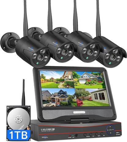 【16CH Expandable】Hiseeu Home Security Camera System, 24/7 Recording, Wired Plug-in Powered 8Pcs 5MP Outdoor Camera, 4K NVR Kit, Night Vision, IP66, Motion Detection, 3TB HDD, 2.4G/5G Wireless Pro WiFi