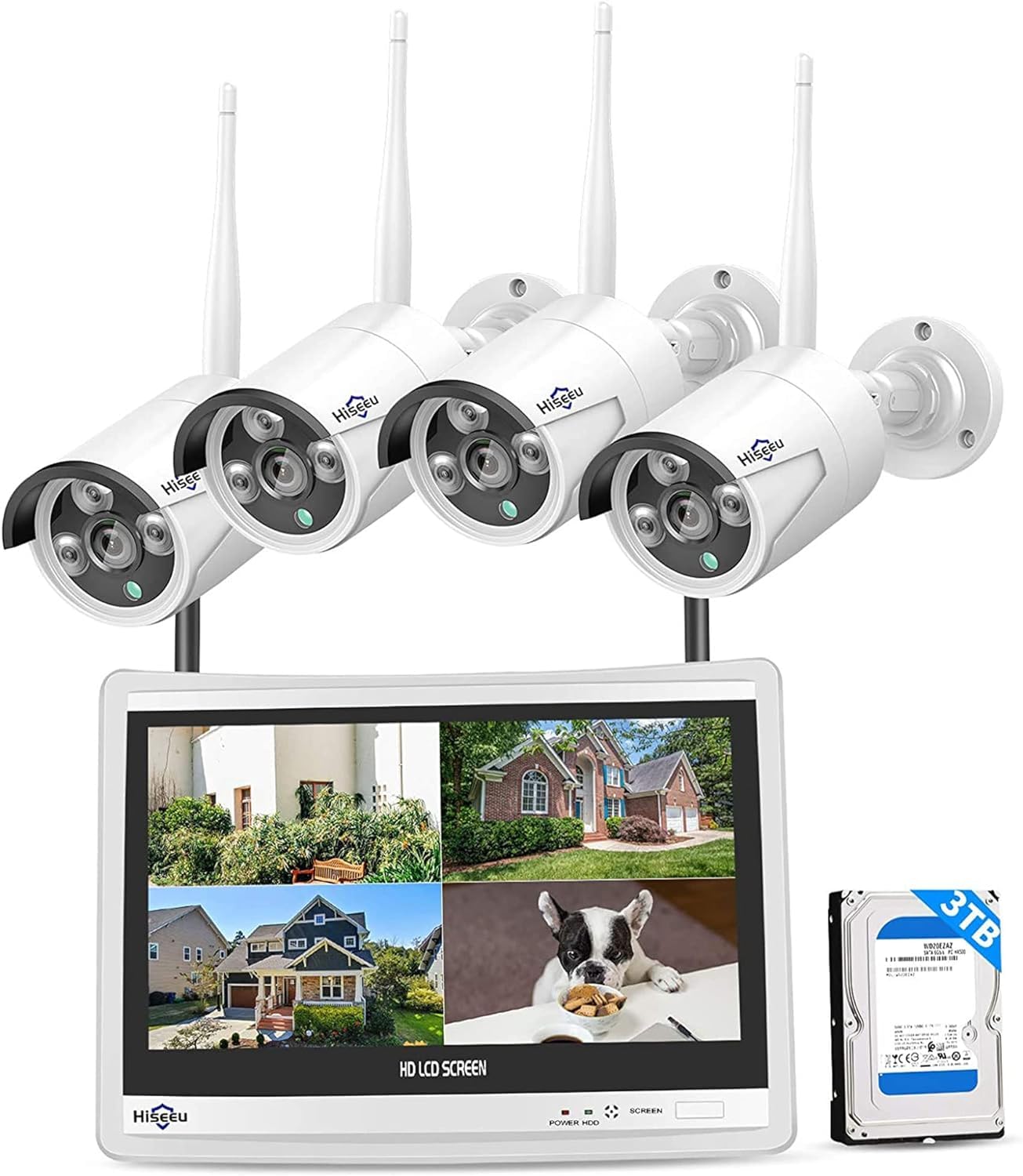 【16CH Expandable】Hiseeu Home Security Camera System, 24/7 Recording, Wired Plug-in Powered 8Pcs 5MP Outdoor Camera, 4K NVR Kit, Night Vision, IP66, Motion Detection, 3TB HDD, 2.4G/5G Wireless Pro WiFi